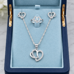 Silver Heart Jewellery Set – Necklace, Earrings & Ring