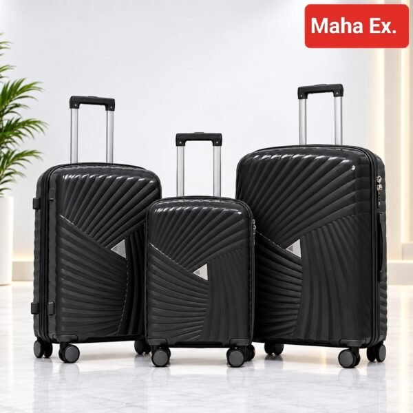 Maha Ex. 3-Piece Premium Hard Shell Luggage Set – Black