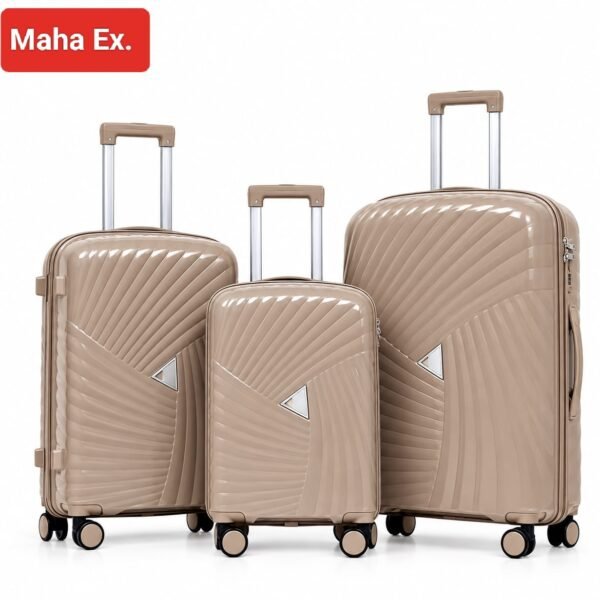 Maha Ex. 3-Piece Premium Hard Shell Luggage Set – Beige