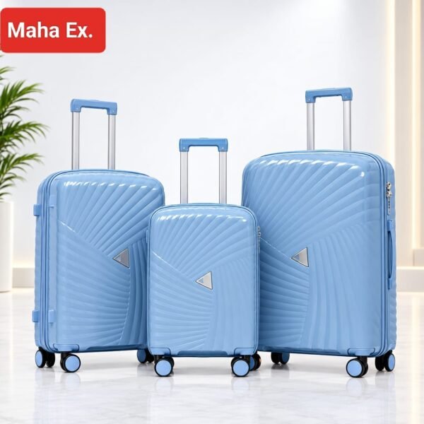 Maha Ex. 3-Piece Premium Hard Shell Luggage Set – Sky Blue